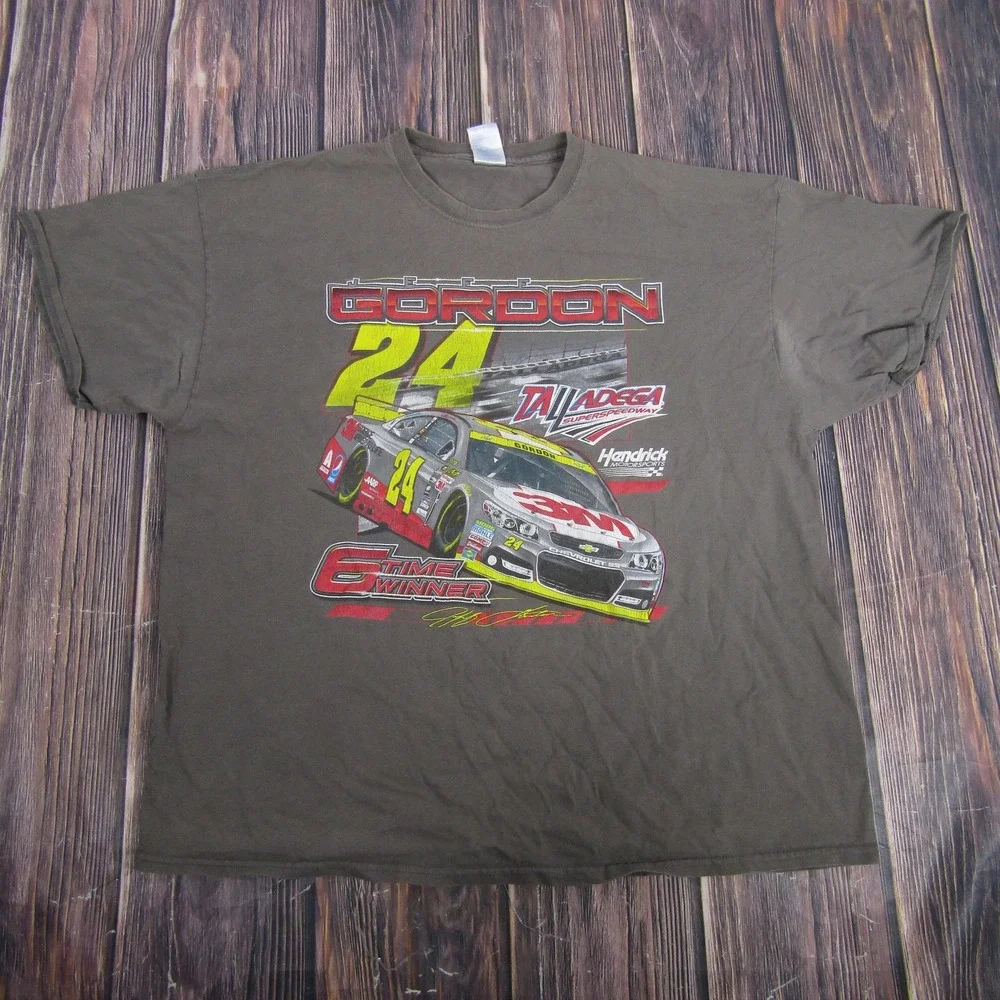 Jeff Gordon 24 Talladega Shirt Mens 2XL Gray Gildan NASCAR Graphic Racing Tee